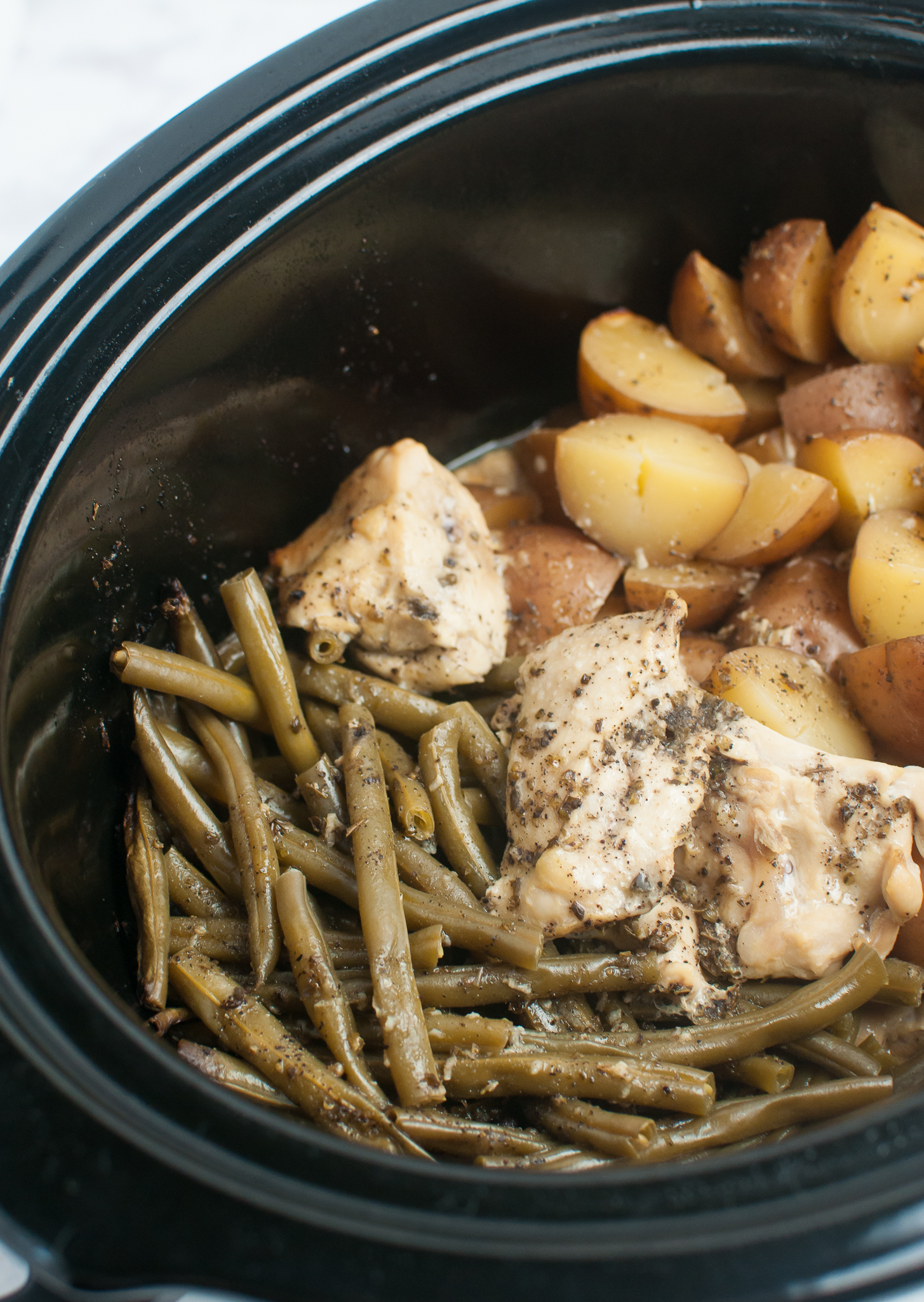 Slow Cooker Seasoned Chicken, Green Beans And Potatoes - Tabitha Talks Food